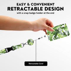 2-pcs Retractable ID Badge Reel Lanyard Set with Vertical Hard Plastic Card Holder - Blue Yellow Floral (Style 1)