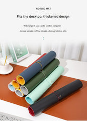2 PCS Wine red/yellow Extra-Large Leather Table Mat for Study & Work - Pad for Students & Office Use (60x30cm)