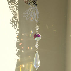 (Style A)2 PCS Hummingbird Metal Suncatcher with Crystal Accents - for Window or Wall Indoor Hanging Ornament