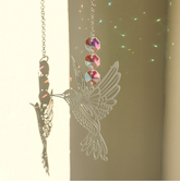 (Style B)2 PCS Hummingbird Metal Suncatcher with Crystal Accents - for Window or Wall Indoor Hanging Ornament