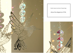 (Style B)2 PCS Hummingbird Metal Suncatcher with Crystal Accents - for Window or Wall Indoor Hanging Ornament