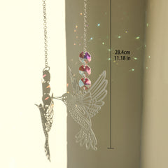 (Style B)2 PCS Hummingbird Metal Suncatcher with Crystal Accents - for Window or Wall Indoor Hanging Ornament