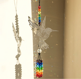 (Style C)2 PCS Hummingbird Metal Suncatcher with Crystal Accents - for Window or Wall Indoor Hanging Ornament