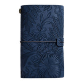 Dark blue 2-Pack Vintage Floral Embossed PU Leather Journals - 192 Pages Each