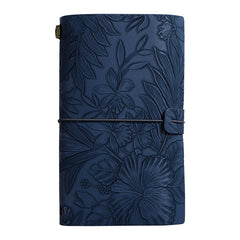 Dark blue 2-Pack Vintage Floral Embossed PU Leather Journals - 192 Pages Each