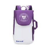 Purple and White Multifunctional Tennis & Badminton Backpack - Waterproof Racket Bag with Shoe Compartment