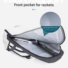 Blue and White Multifunctional Tennis & Badminton Backpack - Waterproof Racket Bag with Shoe Compartment