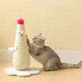Beige Adorable Chick Cat Scratching Post - Durable Sisal Rope Scratcher Toy for Cats & Kittens