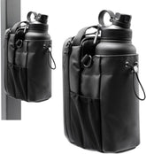 Black Magnetic Gym Water Bottle Holder Bag - Crossbody Sling Pouch for Essentials