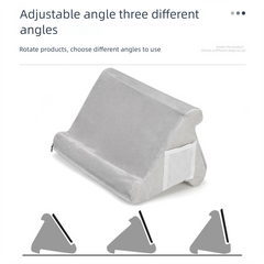 Grey Soft Multi-Angle Tablet Pillow Stand - Comfy Reading & Viewing Holder for iPads, Books, eReaders