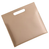 Beige Professional A4 PU Leather Document Bag - Waterproof Handheld File Folder Portfolio for Business & Conference