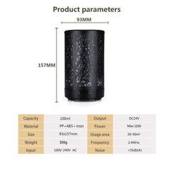 Black Forest Design Iron Essential Oil Diffuser - 7 Color LED Ultrasonic Cool Mist Humidifier 100ml