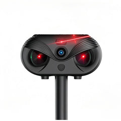 Black Advanced Solar Powered Ultrasonic Animal Repeller - Outdoor Pest Deterrent with Motion Sensor, Strobe Light & Laser