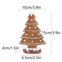 Brown Charming Gingerbread Christmas Tree Figurine - Festive Resin Holiday Table Decor Ornament