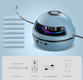 Blue Smart Electric Jump Rope Machine with Bluetooth Music, Remote Control & LED Lights