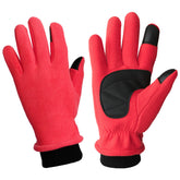 L Red Warm Windproof Touchscreen Gloves - Anti-Slip Grip for Winter Cycling & Outdoor Sports