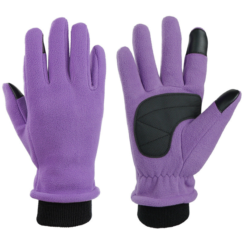 L Purple Warm Windproof Touchscreen Gloves - Anti-Slip Grip for Winter Cycling & Outdoor Sports