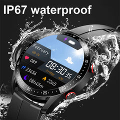 Silver Silicone +22MM Brown Mitsubishi Steel Strip Business Smartwatch with ECG and PPG Monitoring and Stainless Steel Strap