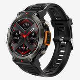 Black-orange Outdoor Smartwatch with 1.45-Inch HD Round Screen and Flashlight