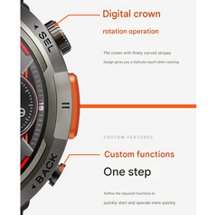 Black-orange Steel Belts Outdoor Smartwatch with 1.45-Inch HD Round Screen and Flashlight