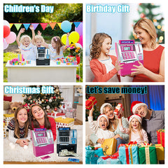 Kids ATM Savings Bank - Electronic Piggy Bank with Debit Card, PIN(Gold)