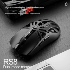 Tri-Mode Wireless Gaming Mouse - 1KHz Polling, 10000 DPI, Digital Display, Lightweight 73g(grey)