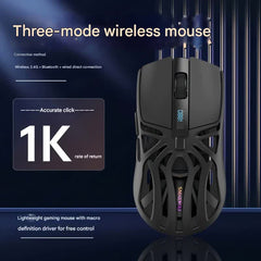 Tri-Mode Wireless Gaming Mouse - 1KHz Polling, 10000 DPI, Digital Display, Lightweight 73g(White)