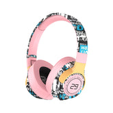 Trendy Graffiti Wireless Over-Ear Headphones - Bluetooth 5.1, HIFI 360 Surround Sound, 12H Playtime, Low Latency(pink)