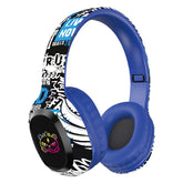 Wireless Over-Ear Headphones with Graffiti Design - Bluetooth 5.3, HIFI Sound, RGB Light, 8H Playtime(blue)