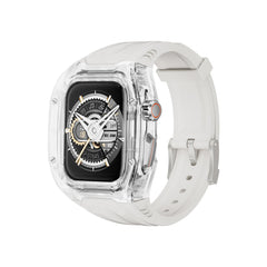 Transparent PC+TPU Sports Watch Strap & Case for Smart Watch - Raised Edge Protection, Wireless Charging Compatible(White and transparent)