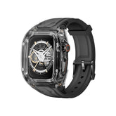 Transparent PC+TPU Sports Watch Strap & Case for Smart Watch - Raised Edge Protection, Wireless Charging Compatible(Black transparent black)