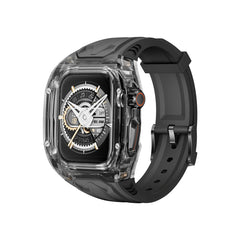 Transparent PC+TPU Sports Watch Strap & Case for Smart Watch - Raised Edge Protection, Wireless Charging Compatible(Black transparent black)