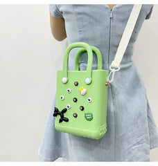 EVA Large Capacity Crossbody & Handbag - Customizable with Charms, Lightweight & Versatile,Pink (with DIY accessories)