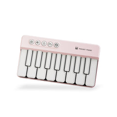 Mini Pocket Piano Electronic Keyboard - 19 Keys, Multiple Modes, LED Lights, Portable Musical Toy(pink)