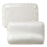 Beige Silky Satin Pillowcase Pair - Smooth for Hair & Skin, Elastic Fitted (46x70+16cm)