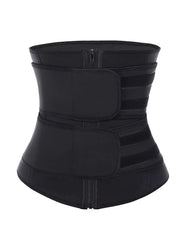 Size S Black Womens Sweat-Enhancing Waist Trainer Belt - Dual Strap Zipper Tummy Control Cincher for Workout & Postpartum Shaping