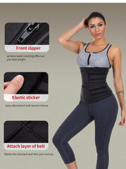Size 5XL Black Womens Sweat-Enhancing Waist Trainer Belt - Dual Strap Zipper Tummy Control Cincher for Workout & Postpartum Shaping