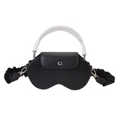 Black Chic PU Leather Crossbody Storage Bag for Apple AirPods Max - Protective Case with Ruched Fabric Strap & Top Handle