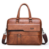 Brown Men's PU Leather Briefcase - Vintage Style Laptop Messenger Bag, Crossbody Satchel for Business & Casual