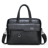 Black Men's PU Leather Briefcase - Vintage Style Laptop Messenger Bag, Crossbody Satchel for Business & Casual