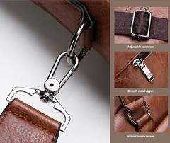 Black Men's PU Leather Briefcase - Vintage Style Laptop Messenger Bag, Crossbody Satchel for Business & Casual