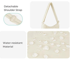 Beige Chic Pleated Crescent Sling Bag - Water-Resistant Lightweight Crossbody & Shoulder Purse