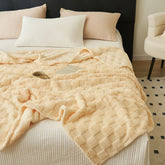 200*230CM Light Yellow Ultra-Soft Waffle Textured Plush Fleece Blanket - Large Cozy All-Season Throw for Bed & Sofa
