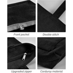 Black Stylish Corduroy Canvas Tote Bag - Fashionable and Retro Shoulder Bag