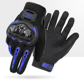 Size L Purple and Black Protective Motorcycle Riding Gloves - Hard Knuckle Armour & Touchscreen Fingertips