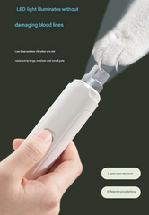 Grey Quiet Electric Pet Nail Grinder with LED Light - 2-Speed USB-C Rechargeable Trimmer for Dogs & Cats Grooming