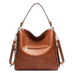 Black Womens Soft PU Leather Hobo Bag - Large Casual Tote Handbag with Adjustable Crossbody Strap