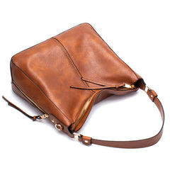 Coffee Womens Soft PU Leather Hobo Bag - Large Casual Tote Handbag with Adjustable Crossbody Strap