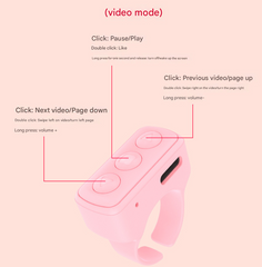 2-Piece Pink Bluetooth Video Controller - 3-Button Remote for TikTok and Page Scrolling