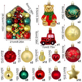 Bear 72-Piece Christmas Bauble Set - Hand-Painted House and Round Ornaments